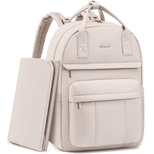 LOVEVOOK Puffer Diaper Bag Backpack, Lightweight Baby Bag with Changing Pad, Large Diaper Backpack for Mom Dad with Stroller Buckles, Nude