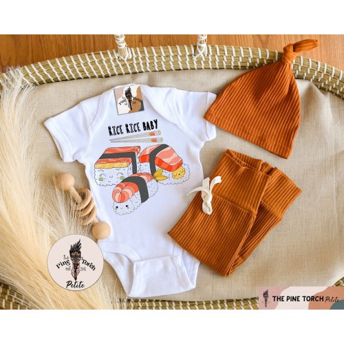 Funny sushi Bodysuit, funny rice rice baby asian Japanese baby, Cute sushi Baby Clothes, Unisex sushi Baby Clothes, Unisex Baby Bodysuit