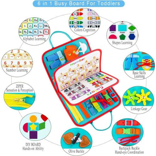 Busy Board Montessori Toys for Boys & Girls Birthday Gifts,Early Educational Game Travel Toys, Preschool Activities for Learning Fine Motor Skil