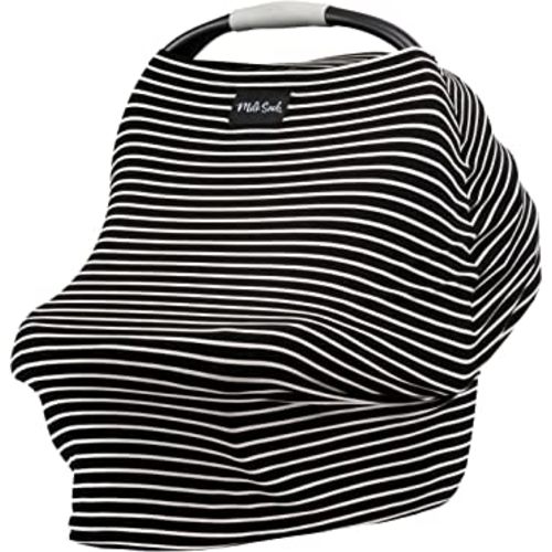 Milk Snob Original 5-in-1 Cover - Added Privacy for Breastfeeding, Baby Car Seat, Carrier, Stroller, High Chair, Shopping Cart, Lounger Canopy - Newborn Essentials, Nursing Top, Modern Stripe