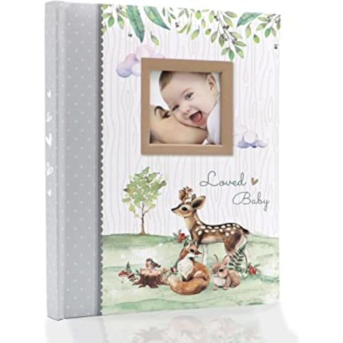 Holoary First 5 Years Baby Memory Book, 76 Colourful Illustrated Keepsake Journal Pages Record Book Album for Newborn Baby Boy or Baby Girl, Woodland Animals Design