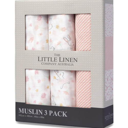 The Little Linen Company Baby Muslin Swaddle Wrap, Ballerina Bunny, Pack of 3 : Amazon.com.au: Baby
