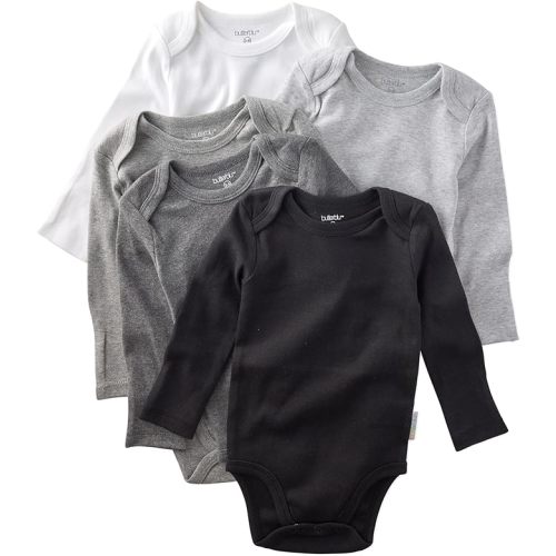 Butterblu Blake 5-Pack Long Sleeve Bodysuits 100% Organic Cotton, Unisex | GOTS certified Organic Cotton for Baby Girls, Boys, Unisex, Easy Snap On Closure, Made to Match Colors for Gifts