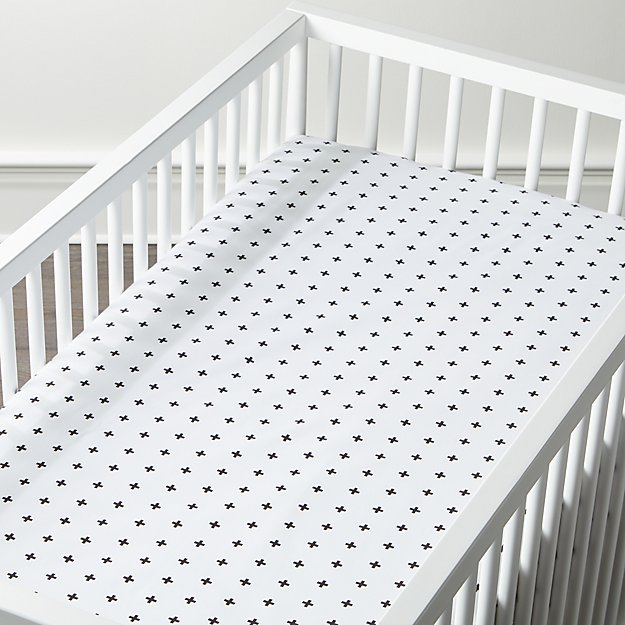 Organic Crib Fitted Sheet - Black, Plus Sign