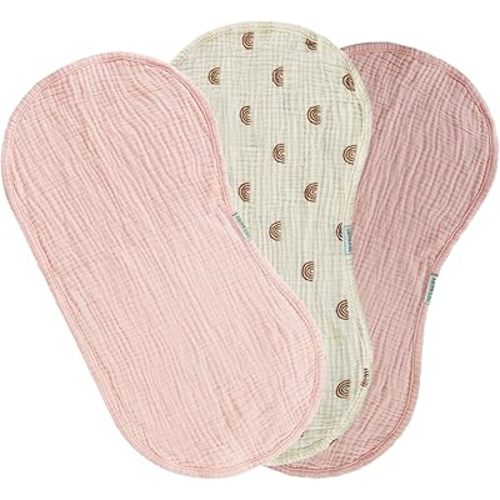 Organic Cotton Muslin Baby Burp Cloths,Ultra Soft and Absorbent Baby washcloth 20x10 Inches, 3 Pack for Newborn Babies,Gentle Style