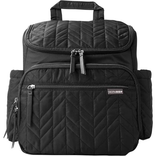 Skip Hop Diaper Bag Backpack: Forma, Multi-Function Baby Travel Bag with Changing Pad & Stroller Attachment, Jet Black