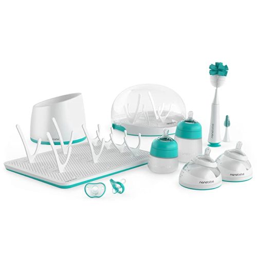 Nanobebe Baby Bottle Ultimate Feeding Set, for Breast Milk and Formula, Cleaning and Soothing Essentials, Baby Shower Registry Gift, for Newborn, Infant and Baby - Teal - Ultimate Set
