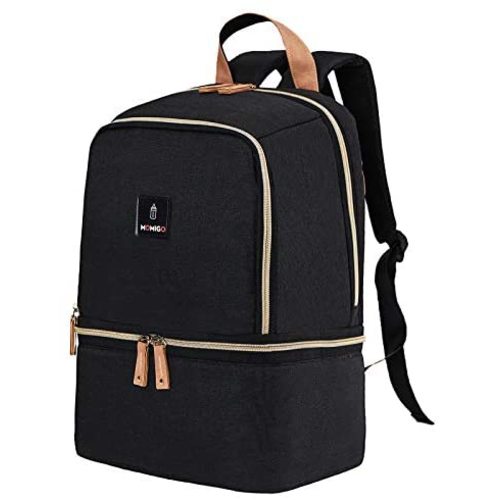 Breast Pump Bag Backpack - Cooler and Moistureproof Bag Double Layer for Mother Outdoor Working Backpack, Fit Most Size Breast Pump Large (Black)