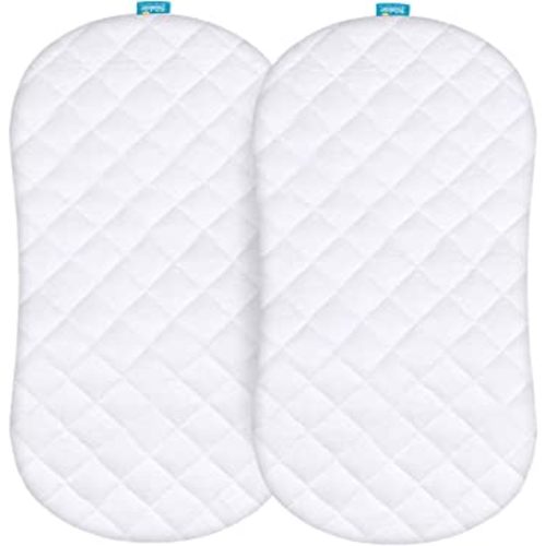 Bassinet Mattress Pad Cover Compatible with Halo BassiNest Swivel Sleeper, 2 Pack, Waterproof Quilted Ultra Soft Viscose Made from Bamboo Terry Surface, Breathable and Easy Care