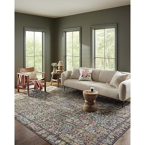 Loloi Rifle Paper Co. Maison Collection MAO-07 Charcoal 7'-6" x 9'-6", .19" Pile Height, Area Rug