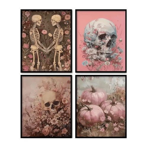4 pc 8x10 skull art