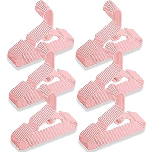 Adjustable Baby Clothes Hanger (for Baby Room) + 4pcs Stackable Baby Hangers  (for Newborns And Infants Wardrobe) + Boy & Girl Bottom Hangers (in Pink)