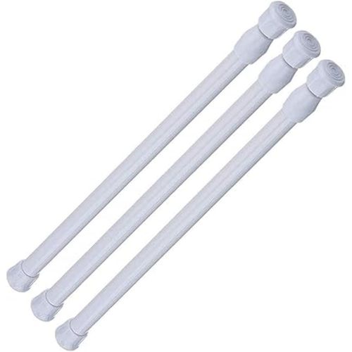 AIZESI 3pcs White Spring Tension Rond Short Curtain Rods Small Curtain Tension Rods 16 to 28 Inch Adjustable Curtain Rod Tension Extendable Spring Rod for Home Window Kitchen