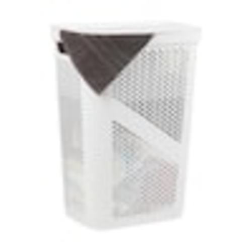 Mind Reader White 23.5 in. H x 13.75 in. W x 17.25 in. L Plastic 60L Modern Rectangle Laundry Room Hamper with Lid HBIN60-WHT
