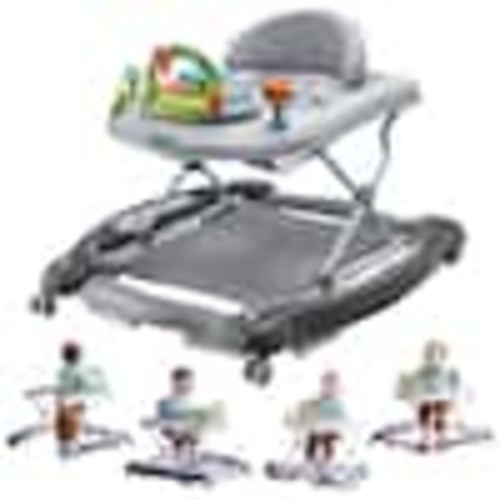 VEVOR 4-in-1 Foldable Baby Walker Activity Center 3 Height Toddler Walker with Wheels, Music Tray for 6-24-Months Kids, Gray YDSXBCHSGYBZ65FD5V9