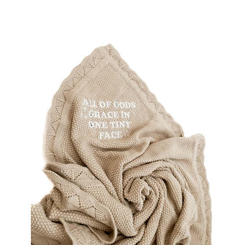 All of Gods Grace in One Tiny Face Tan Knit Blanket – OUR HOUSE ABOVE
