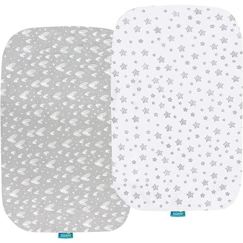 Bassinet Fitted Sheets Compatible with Maxi-Cosi Iora Bedside Bassinet, 2 Pack, 100% Organic Cotton