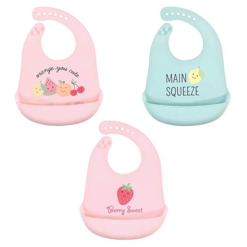 Hudson Baby Unisex Baby Silicone Bibs, Cute Fruit, One Size