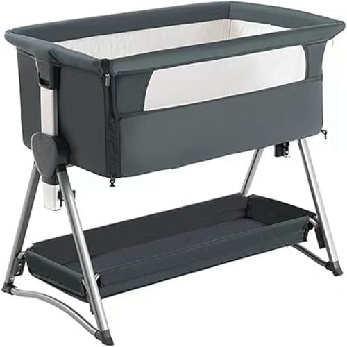 Bassinet,Baby Beside Sleeper, Rocking Cribs, Newborn Co-Sleeper,Infant Sleeping Bassinet, Portable Foldable Baby Bed for 0-6M Cradle (Khaki)