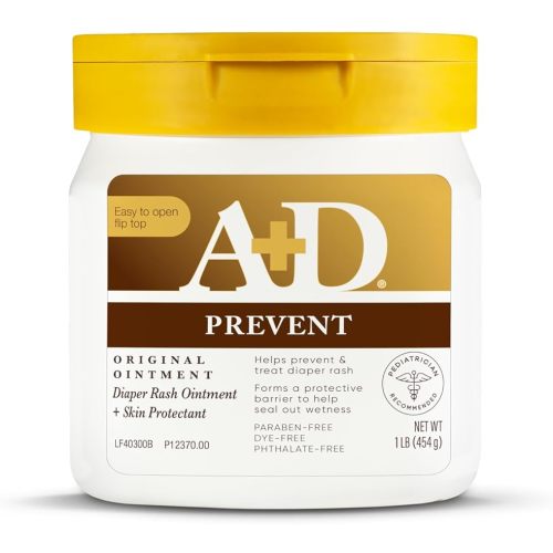 A+D Original Diaper Rash Ointment, Prevents & Protects Diaper Rash, Moisturizes & Heals Dry Skin With Vitamins A&D, 16oz Jar - Pack of 1