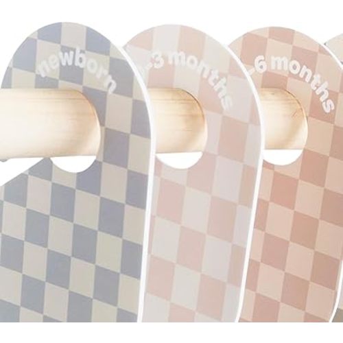 3 Sprouts Baby Closet Dividers Set of 8 - Clothes Organizer Toddler Hanger, Double-Sided Size Labels - Nursery Organization for Newborn Clothing, Infant to 2T Boy & Girl - Checkerboard