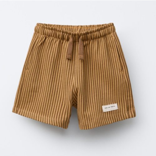 STRIPED LABEL PLUSH SHORTS - Ocher | ZARA United States