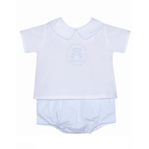 Baby Sen Bailey Teddy Bear Diaper Set Blue - Spoiled Sweet Boutique - Spoiled Sweet Boutique