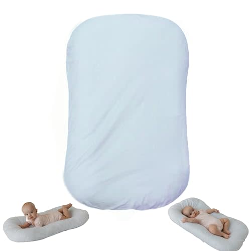 Aila + Aiden Baby Lounger | Organic Cotton Infant Lounger | Adjustable & Portable Floor Lounger | Soft, Breathable, Washable Cover - Snuggle Collection - (Blue)