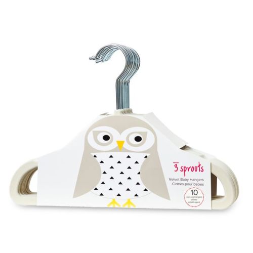 3 Sprouts 10-Pack Owl Flocked Children's Hangers in Ivory