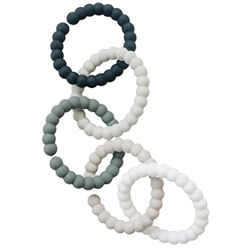 Chewbeads - Silicone Baby Links, Multi Use Baby Toy Rings - Attach Toys & Teethers to Stroller, Car Seat & More - Medical Grade Silicone, BPA Free & Phthalate Free - Includes 5 Neutral Baby Rings
