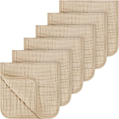 Accmor 6 Pack Muslin Burp Cloths 100% Cotton 20''x10'' Large Extra Soft and Absorbent Baby Burping Cloth for Boys Girls