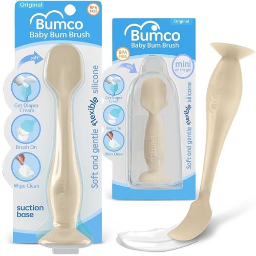 Bumco Baby Bum Brush + Travel Diaper Cream Spatula Set With Case (Ivory)