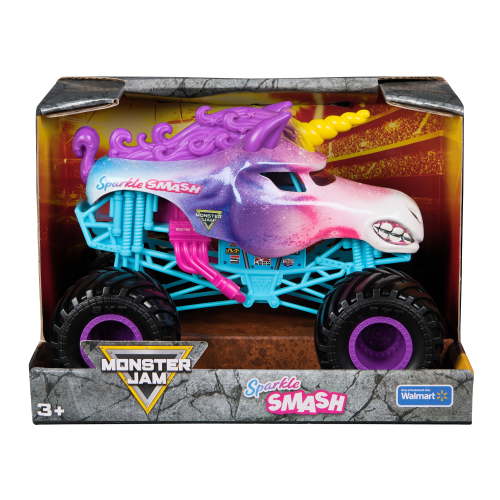 Monster Jam, Official Sparkle Smash Monster Truck, Collector Die-Cast Vehicle, 1:24 Scale, Kids Toys for Boys and Girls Ages 3 and up