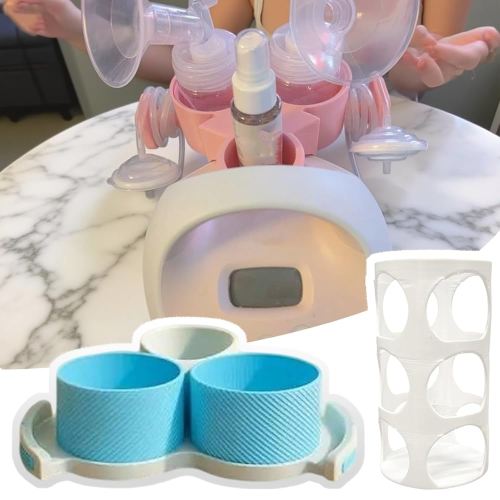 Bottle Holder for Spectra Breast Pump | Fits All S1 S2 Versions | Organize and Simplify Your Pumping Journey | Functional Design for Easy Use (White-Blue)