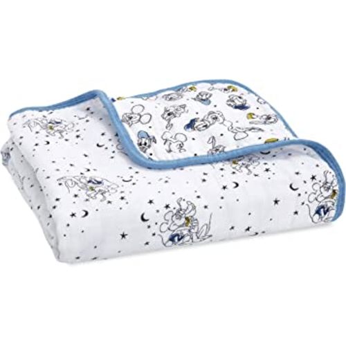aden + anais Dream Blanket, Boutique Muslin Baby Blankets for Girls & Boys, Ideal Lightweight Newborn Nursery & Crib Blanket, Unisex Toddler & Infant Bedding, Shower Gifts, Mickey and Goofy Star Gazer