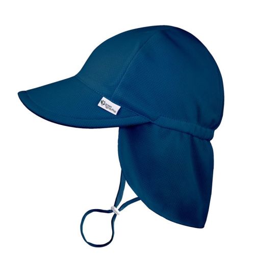 Green Sprouts Baby/Toddler Breathable Flap Sun Protection Hat, Color: Navy, Size: 0/6 months