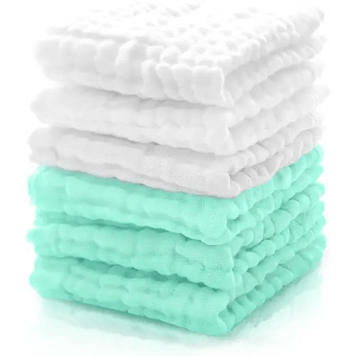 Baby Burp Cloths 100% Cotton, 6 Pack Muslin Washcloths Large, Soft and Absorbent Baby Burping Cloth for Girls and Boys,6 Layers, 20x10 Inches