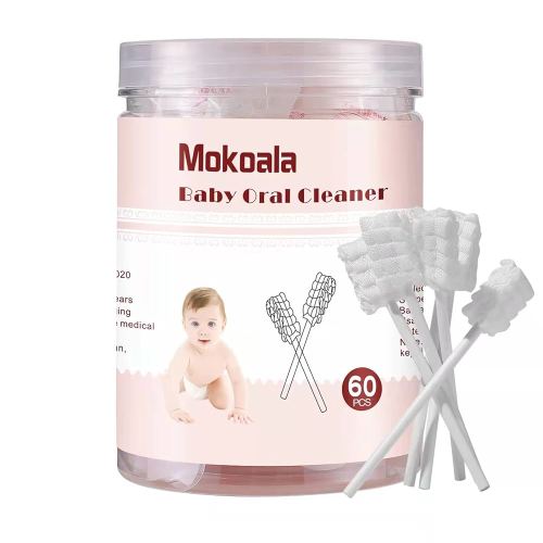 60Pcs Baby Tongue Cleaner, Baby Toothbrush, Disposable Infant Mouth Cleaner, Soft Gauze Toohthbrush Toddler Oral Cleaning Stick Dental Care for 0-36 Month Newborn