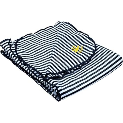 Nozone Baby Blanket, Sun Protective, Soft Rayon from Bamboo, UPF 50+ in Navy/White Stripe
