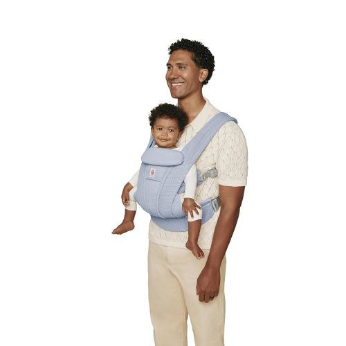Ergobaby Omni Deluxe Baby Carrier Newborn to Toddler - Breathable Baby Carriers for Summer - All-Position Carrier with Enhanced Lumbar Support & Airflow (7-45 Pounds), Mesh, Serene Blue