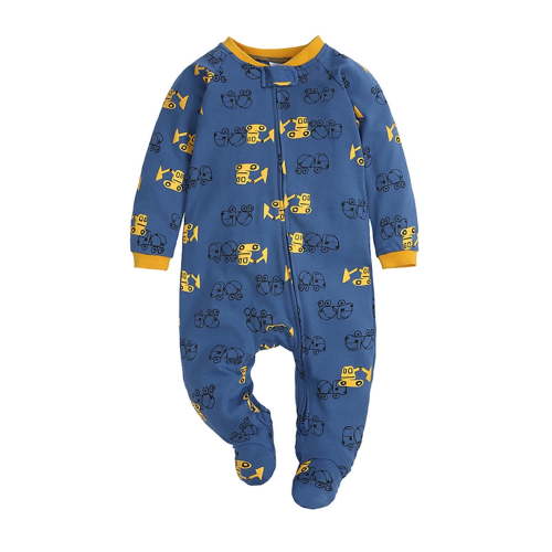 Hinvhai Newborn Footie Pajamas Clearance with Mitten Cuffs Zipper Sleepers Baby Boy Girl Onesie Footed One-Piece Romper Blue 3-6 Months