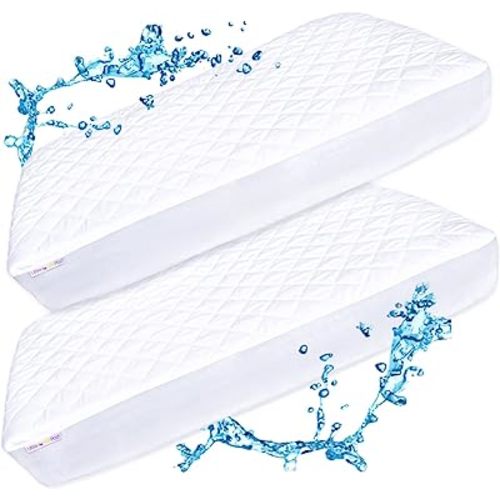 Crib Mattress Protector Pad 2 Pack - Waterproof & Noiseless, Ultra-Soft Breathable Mattress Cover for Baby Cribs and Toddler Beds, Highly Absorbent Fitted and Dryer Safe