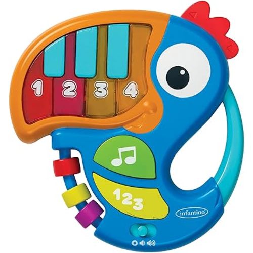 Infantino Piano & Numbers Learning Toucan - Light-Up Piano Keys and Numbers, Songs, Words, Phrases and Sound Effects, Easy to Grasp and Handle, for Babies and Toddlers