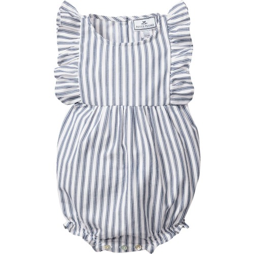 Baby Ruffle Trim Cotton Blend One-Piece Pajamas, 3-6M, Navy