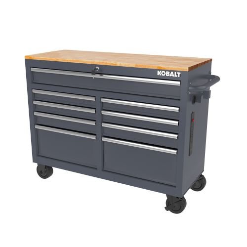 Kobalt 46.1-Inches L x 37.2-Inches H 9 -Drawers Rolling Gray Wood Work Bench