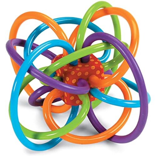 Manhattan Toy Winkel Rattle & Sensory Teether Toy, Blue/Green/Orange