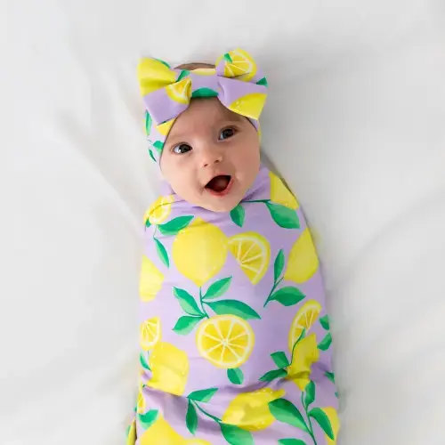 Lavender Sunny Citrus Swaddle & Luxe Bow Headband Set – Little Sleepies