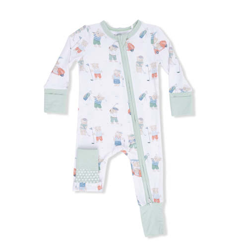 2-Way Zip Romper, Golfing Teddy Bears