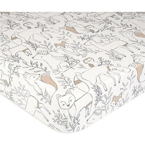 Crane Baby Crib Sheet, Woodland Crib Sheets for Boys and Girls, Soft 100% Cotton Sateen Baby Crib Sheets, Baby Bedding & Toddler Sheets, Gender Neutral Baby Gift, Baby Sheets for Crib, Baby Decor - Woodland Animal