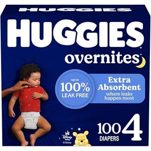 Huggies Size 4 Overnites Baby Diapers: Overnight Diapers, Size 4 (22-37 lbs), 100 Ct, Packaging May Vary